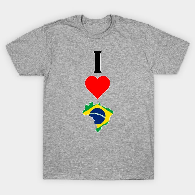 I Love Brazil Vertical I Heart Country Flag Map T-Shirt by Sports Stars ⭐⭐⭐⭐⭐